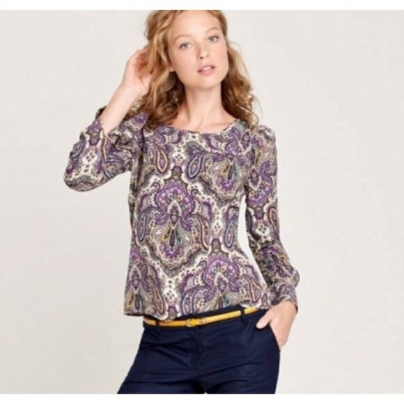 JCrew Blouse Womens Medium Talitha Paisley Print Long Sleeve Top - Picture 1 of 13